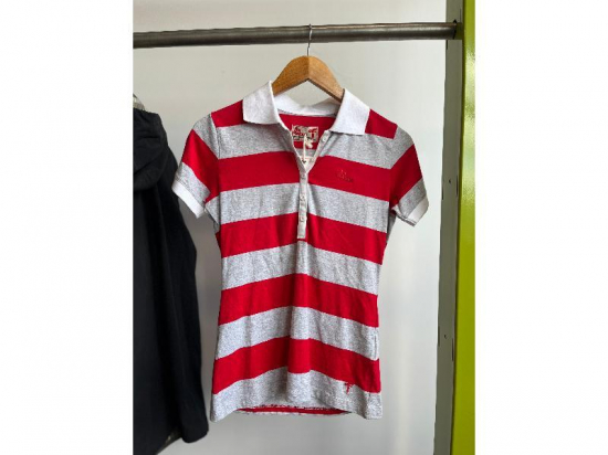 POLO FEMME RETRO ROUGE ET GRIS S CLAAS