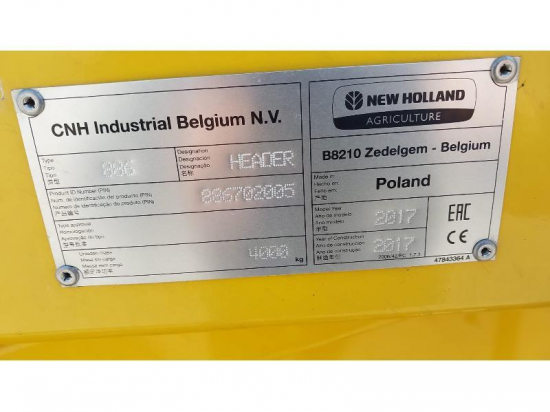 NEW HOLLAND - HEADER 886 - 2017