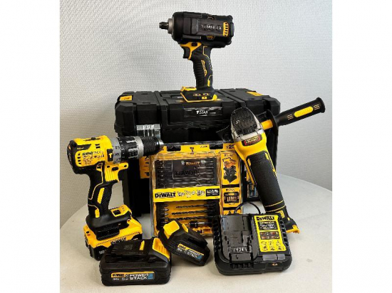 PACK DEWALT Perceuse DCD796 + Meuleuse DCG405 + Boulonneuse DCF891+ kit batteries chargeur