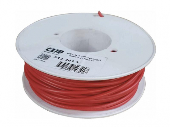 FIL MONOCONDUCTEUR 1.5MM² ROUGE 25M