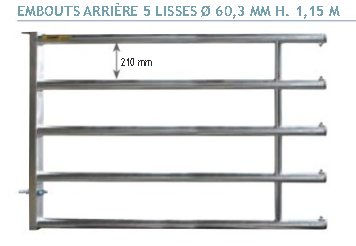 EMBOUT ARRIERE 2/3m 5 Lisses d:60,3