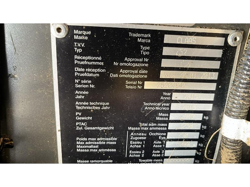 CLAAS RECOLTE - VARIANT 380 RC - 2016