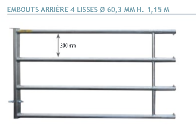 Embout arrière panneau/barrière 3/4 m 4