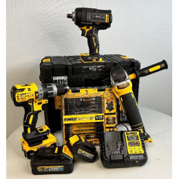 PACK DEWALT Perceuse DCD796 + Meuleuse DCG405 + Boulonneuse DCF891+ kit batteries chargeur