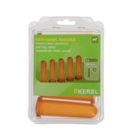 TÉTINE CAOUTCHOUC VEAU, MIEL, 100MM, 5PC