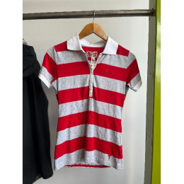 POLO FEMME RETRO ROUGE ET GRIS S CLAAS