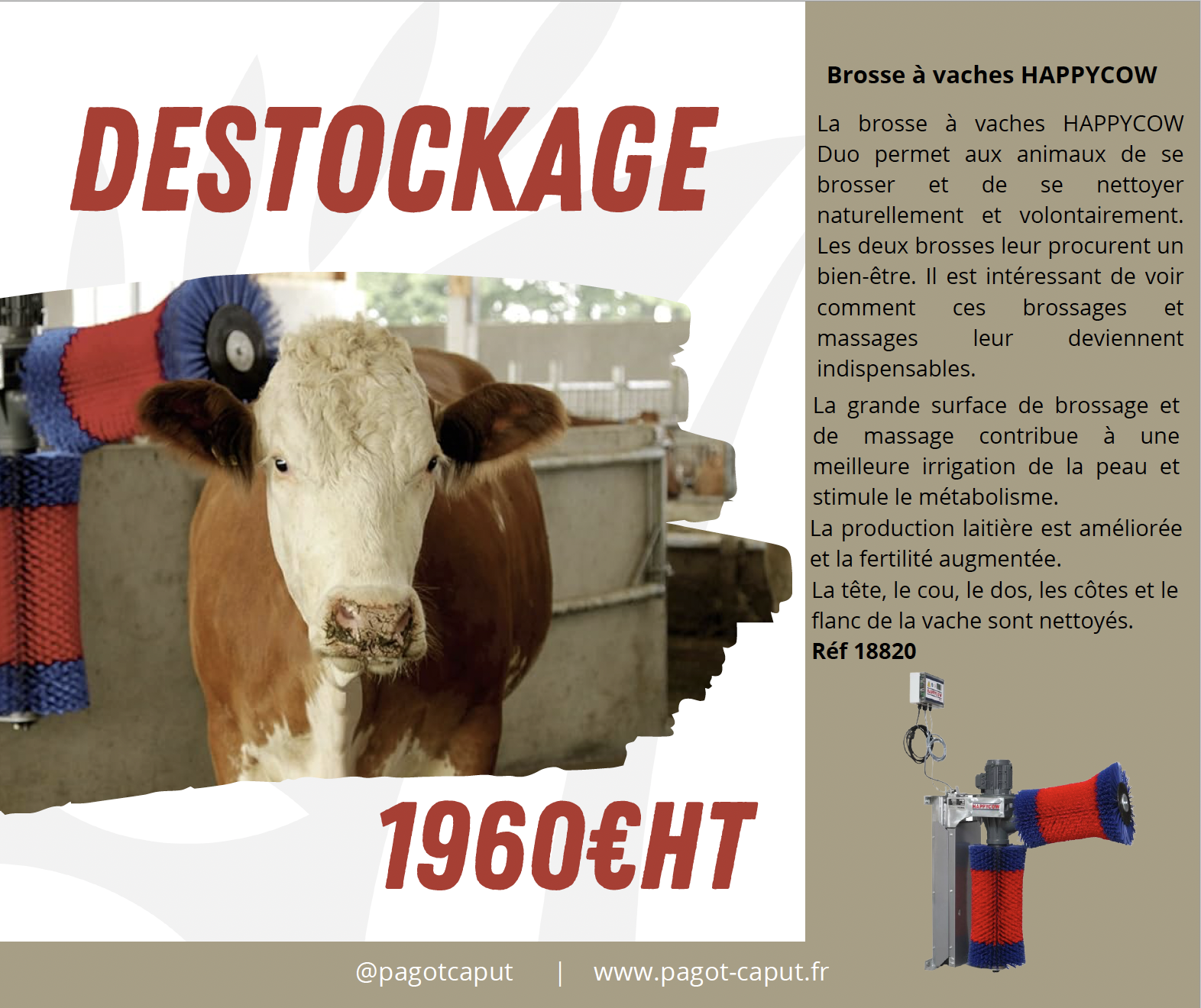 Destockage Brosse à Vaches HAPPYCOW